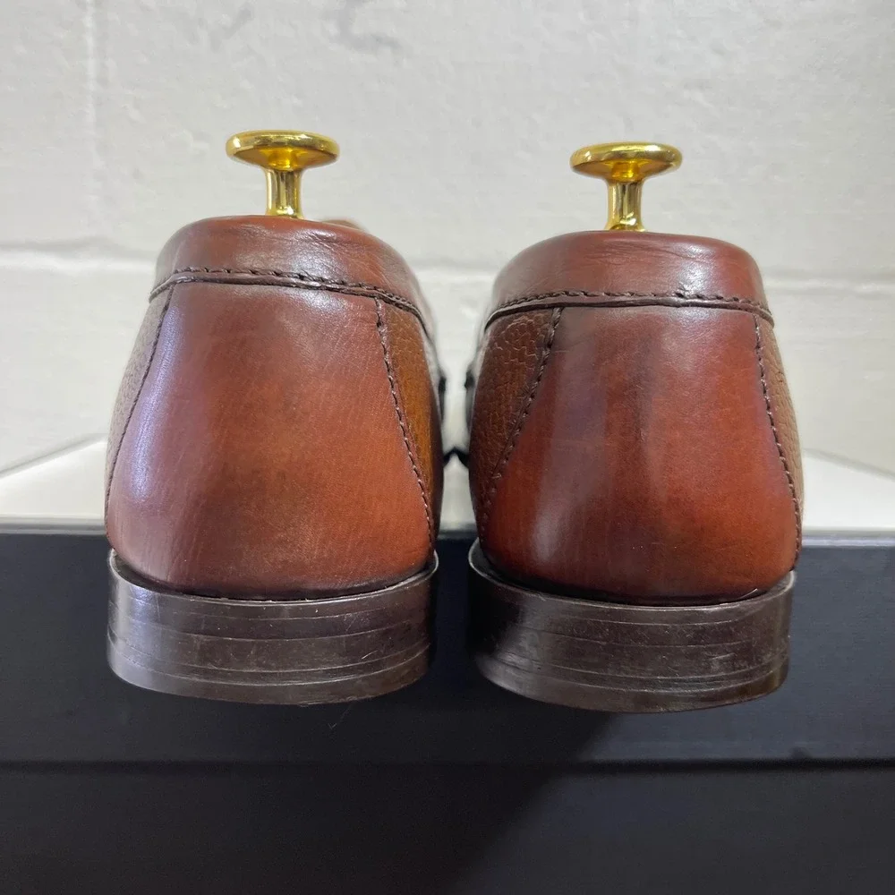 Cole Haan Nike Air C08915 Brown‎ Pebbled Leather Penny Loafers Dress Men's 10 M